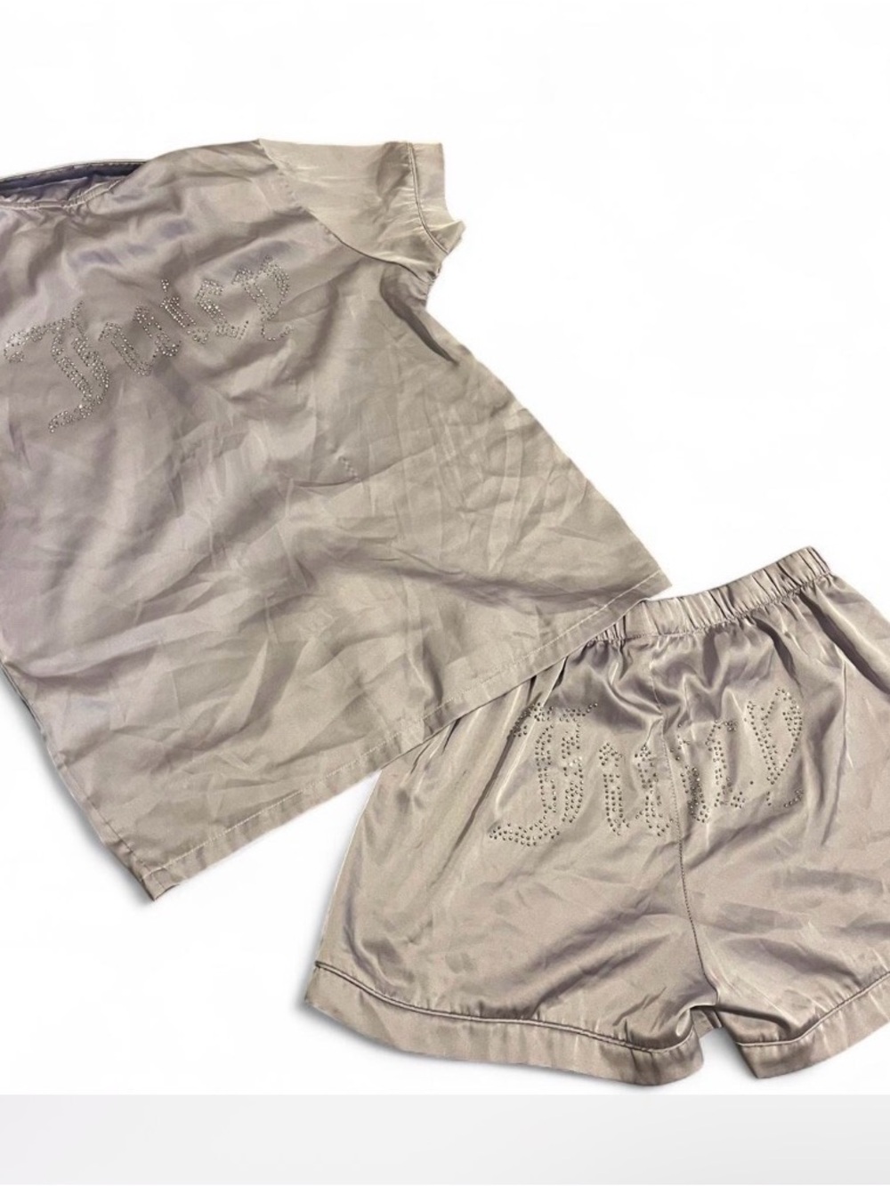 Juicy Couture Silver Satin Short Pajama Set‎